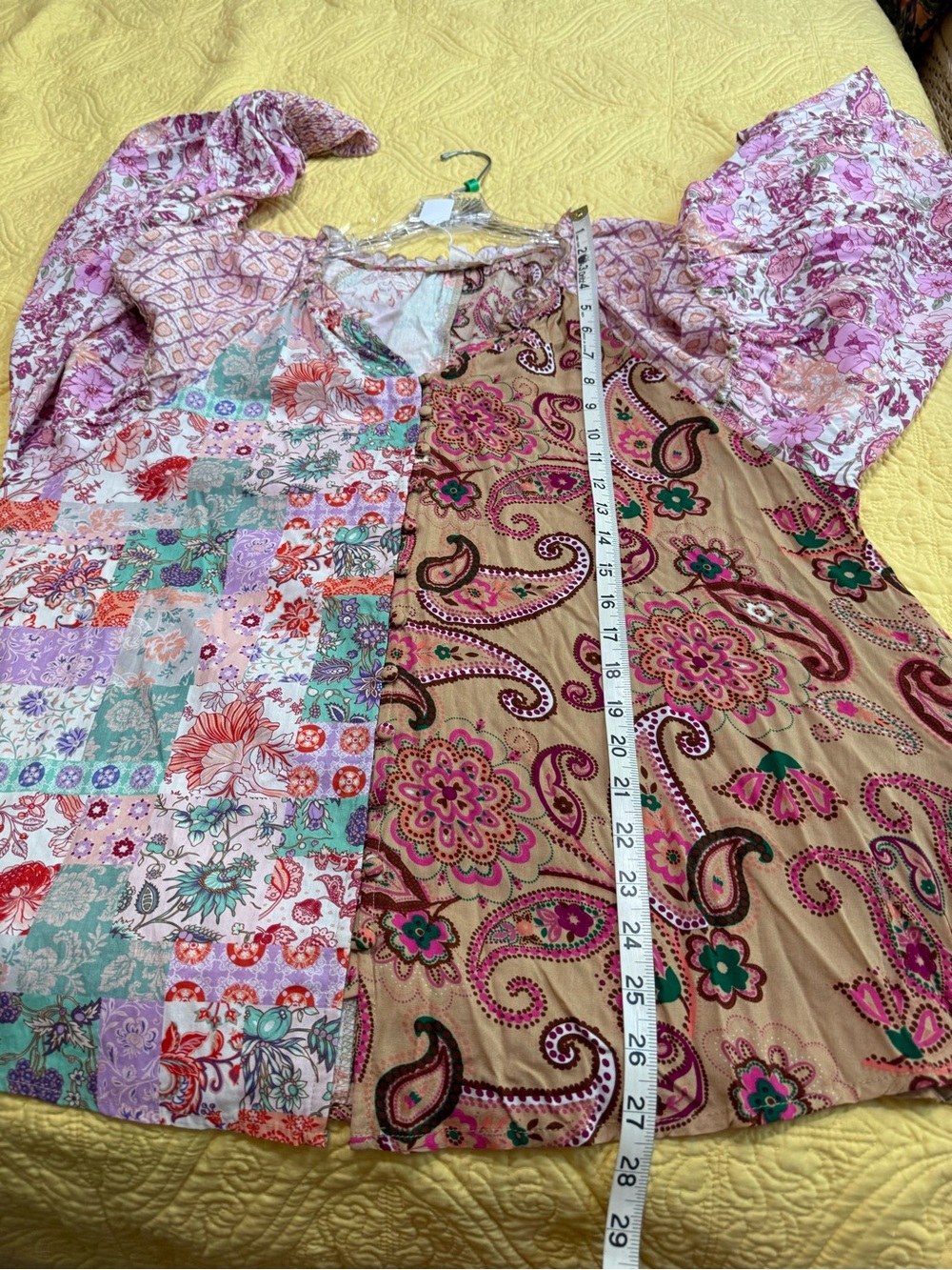 H160 New Oli & Hali XL ptp 23 Boho Patchwork Long-Sleeve Top in Pink Floral - Picture 7 of 10